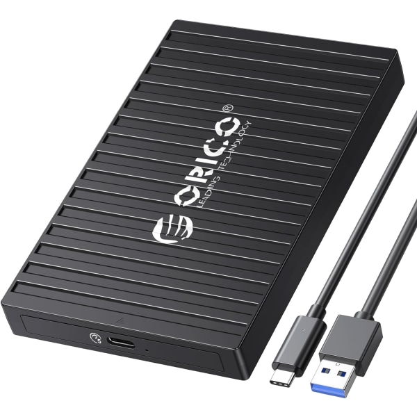 2,5" hårddiskhölje, 6 Gbps USB 3.1 Gen 1 verktygsfritt extern hårddiskhölje för 2,5 tum 7 mm/9,5 mm SATA HDD & SSD, stöd för UASP, med USB