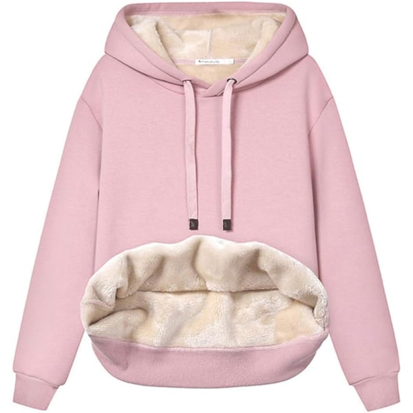 ajisi Damhuvtröja med huva Fleece Sherpa-fodrade huvtröjor Vinter Causal Loose Fit Pullover