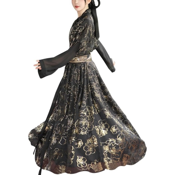 nese Qing-dynastin prinsessklänning De åtta bannrarna Manchu lång kunglig kappa klänning scenkläder 20# Svart Medium