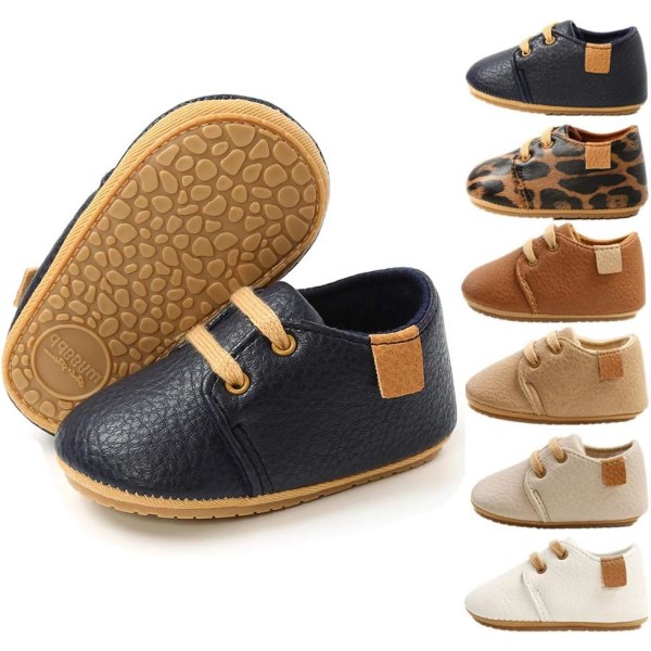 eGoi Baby Boys Girls Oxford Skor PU Läder Mjuk Gummi Sula Sneakers Anti-Slip Toddler Ankle Boots Spädbarn Walking Moccasins