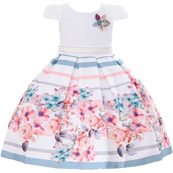 Cosplay Elegant Flower Glown Dress för flickor Unga vuxna Mode Båge Blomma Barn Fest Festival Åldrar 5-9 år Gammal Vit - 5 7 år