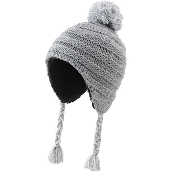 racy Toddler Earflap Beanie för pojkar flickor barn Sherpa fodrad vinter stickad mössa ljusgrå 1-3T
