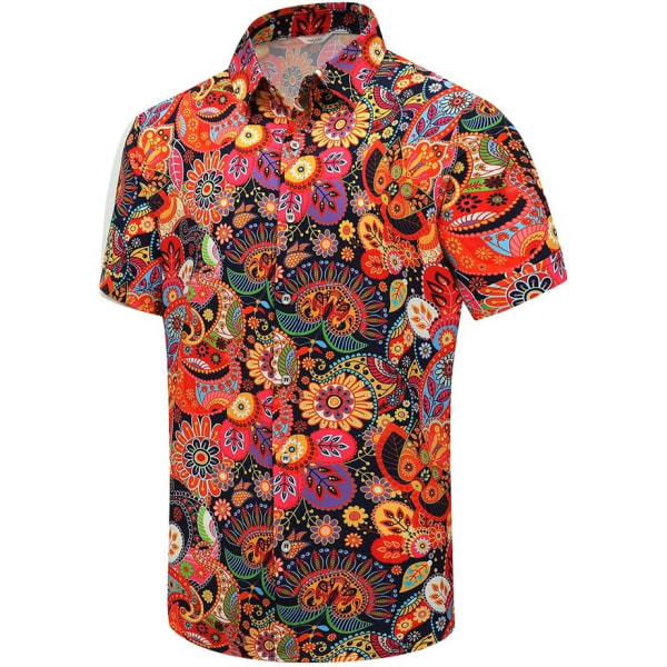 cki hawaiiansk skjorta för män, unisex sommarstrand Casual kortärmade skjortor med knappar, printed palmskugga kläder Paisley Färgglad X-Large