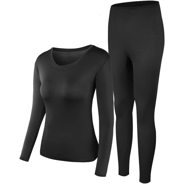 IQI Thermal Underwear Dam Ultra-Soft Long Johns Set Base Layer Skidåkning Vinter Varm topp & botten, Army Black Medium