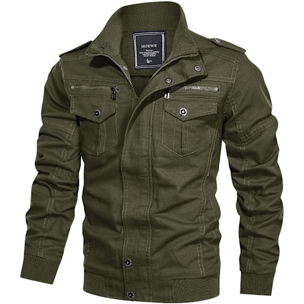 EWE Herr Militärjacka Utomhus Lätt Bomullsjacka Casual Bomberjacka 01 Armégrön Medium