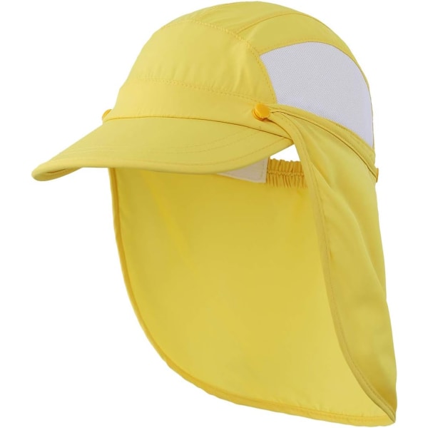 racy Barnens Solskyddsmössa Mesh UPF50+ Nackskydd Hatt Snabbtorkande Solhattar Gul One Size