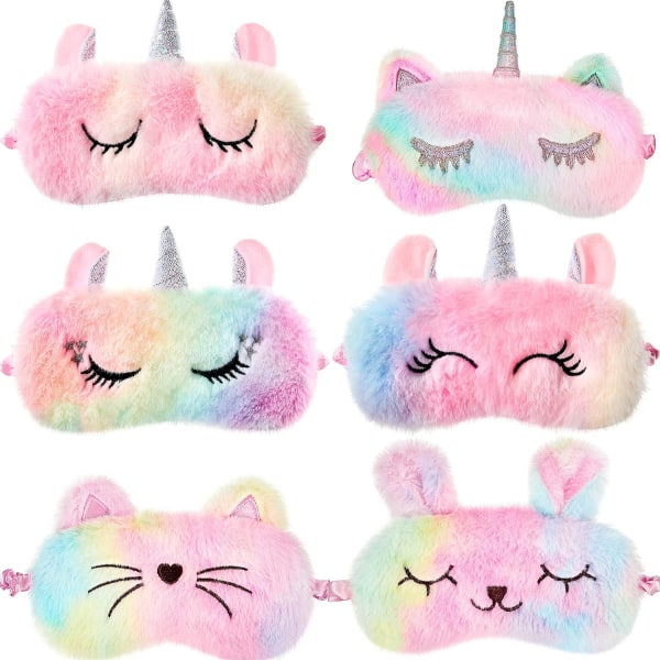 ieces Rainbow Eye Mask Plysch Cover Enhörningssömnmask Bunny Blindfold Cat Sleep Eye Cover Mjuk Rolig Sleeping Eye Sh