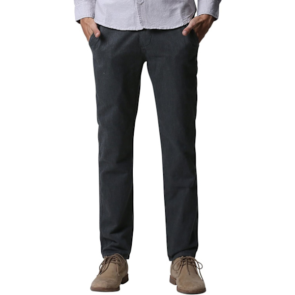 ch herr Slim Tapered Flat Front Casual byxor 8025a Charcoal  30
