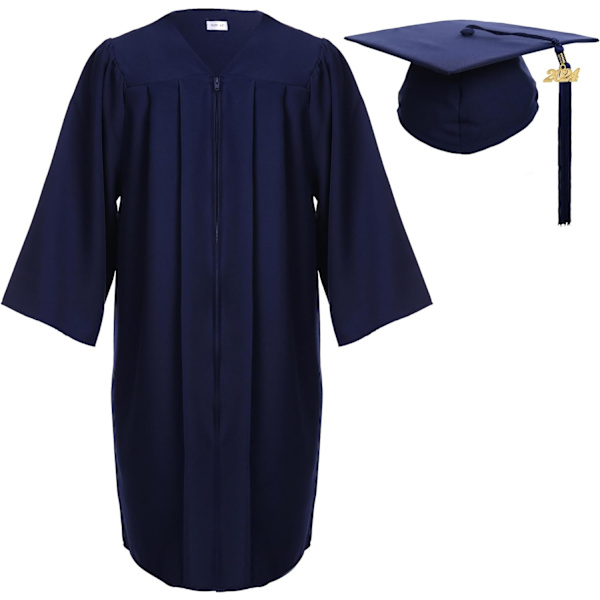 rara Matt Graduation Cap and Gown Tassel Set Marinblå Liten 45(5'0\\-5'2\\)