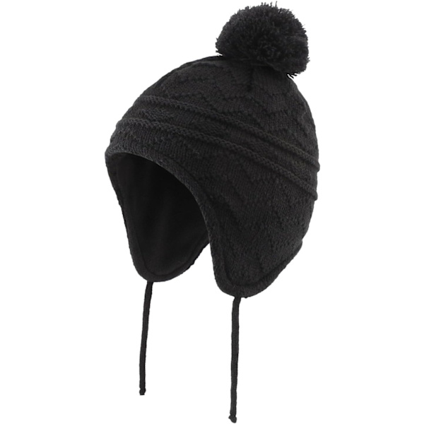 racy Baby Toddler Varm Öronlapp Mössa Barn Pojkar Flickor Vinter Fleece Fodrad Stickad Mössa Svart 3-6 År