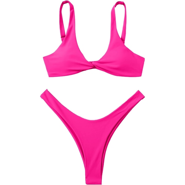 dusa Dam Twist Front High Cut String Tvådelad Bikini Set Baddräkt Hot Pink Medium