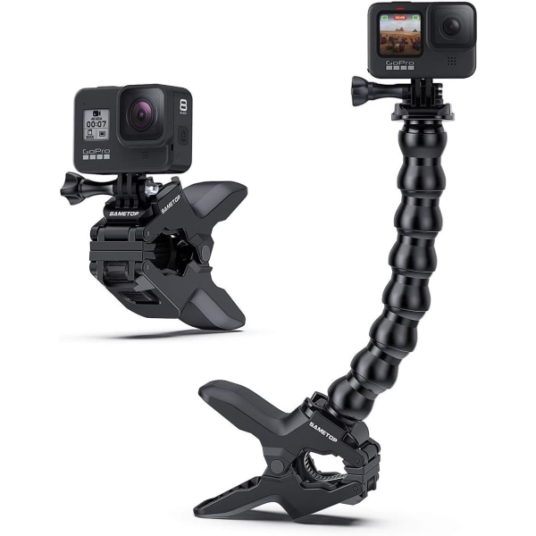 Setop Jaws Flex Clamp Mount med justerbar svanhals kompatibel med GoPro Hero 10, 9, 8, 7, 6, 5, 4, Session, 3+, 3, 2, 1, Max, Hero (2018), Fusio