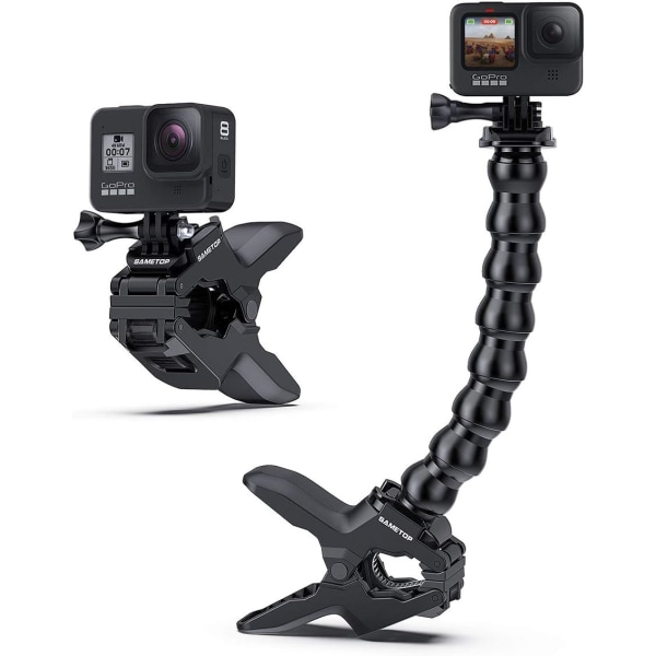 Setop Jaws Flex Clamp Mount med justerbar svanhals Kompatibel med GoPro Hero 10, 9, 8, 7, 6, 5, 4, Session, 3+, 3, 2, 1, Max, Hero (2018), Fusio