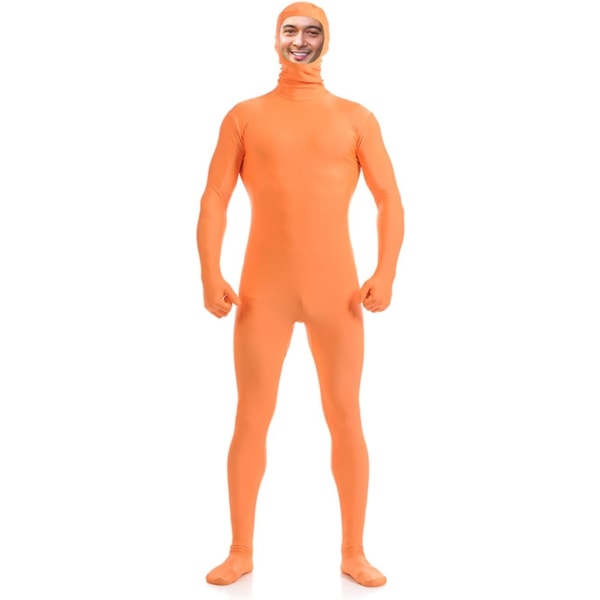 amHigh DH Herr Dam Lycra Spandex Helkroppsdräkt Zentai Kostym-Öppet ansikte Orange Liten