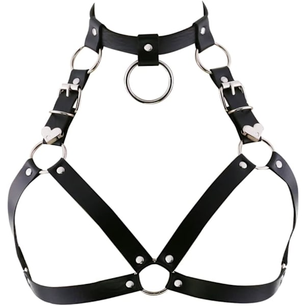 Bröstremmar Sele Hjärtsele Harajuku Punk Bur Bälte Midjebälten med Halsband Krage för Kvinnor Rave Outfits