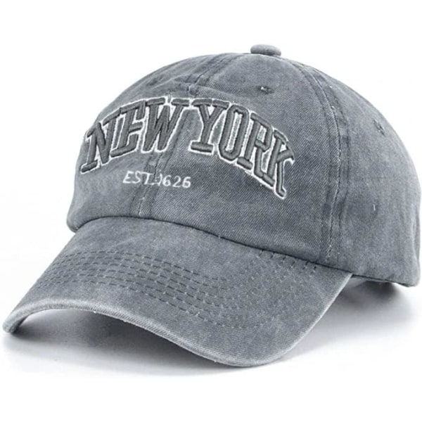 eball-hatt New-York Distressed-Justerbar-Strappback - Tvättad Twill Dad Hat Unisex Ljusgrå One Size