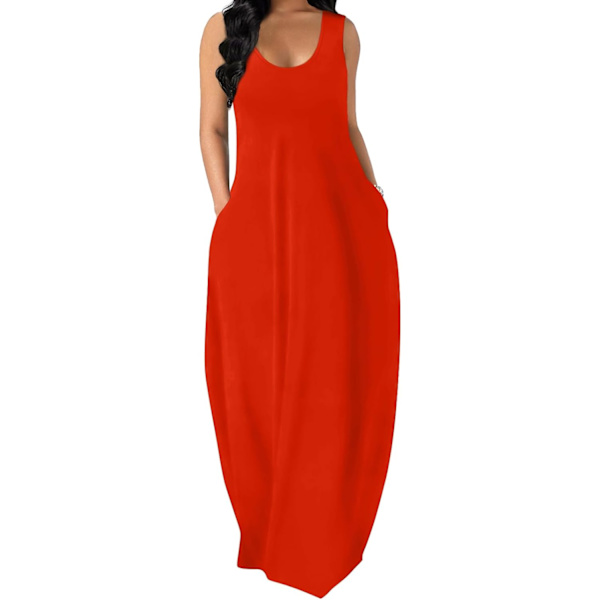 EFAN Damklänningar Sommar Spaghetti Strap Klänning med Ficka Cg7- Bred Rem XX-Large
