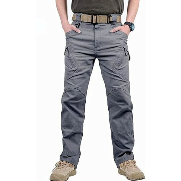 UOY IX9 Soldier Tactical Waterproof Pants Outdoor Combat Vandring, Tactical Ripstop Cargo Pants, Outdoor Hiking Arbetsbyxor grå Large