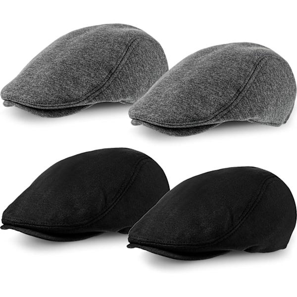 ieces Herr Flat Cap Gatsby Newsboy Hat Körning Cabbie Jakt Cap Svart, Mörk Grå En Storlek