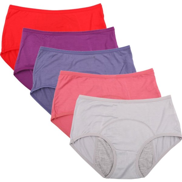 I FASHION Bambu Viskos Fiber Brief Menstruationsläckage trosor Multi Pack US Storlek XXS-3XL/10 Röd, Lila, Grå X-Large