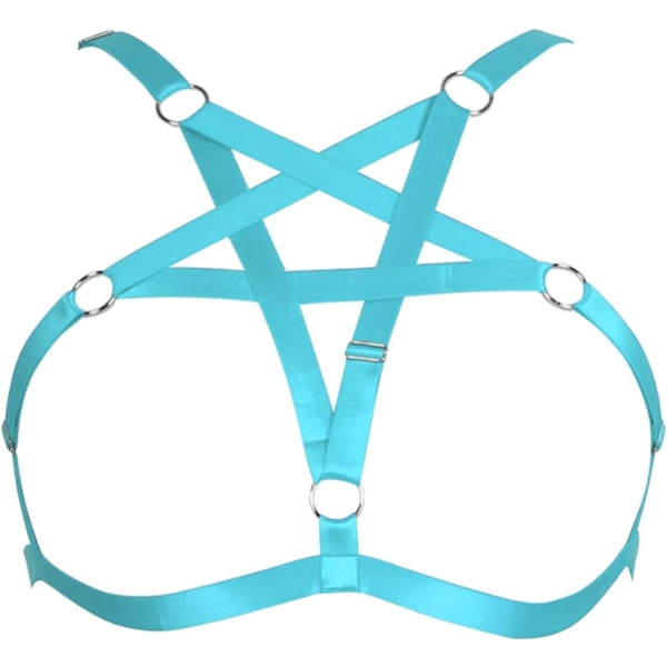 HSS Dam Body Harness Plus Size Pentagram Fashion BH Punk Gotisk Topp Ihålig Bälte Halloween Karneval Kostym 12 Färg Himmel Blå En Storlek