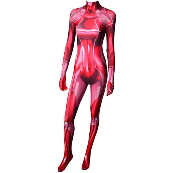 För Cosplay Zero Suit Samus Cosplay Kostym - Metroid Kostym för Cosplay, Halloween, Photoshoots – Lycra Tyg Body Suit Röd Medium