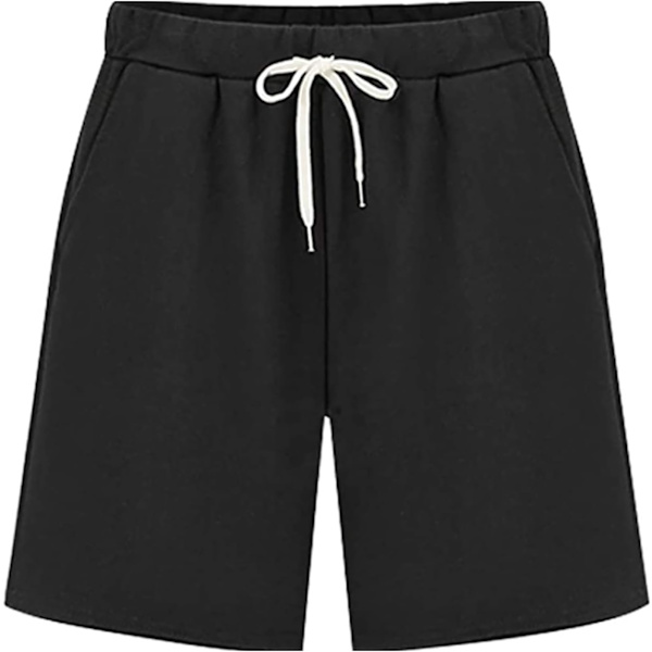 ket Dammjuk mjuk stickad elastisk midja jersey Bermuda shorts med dragsko