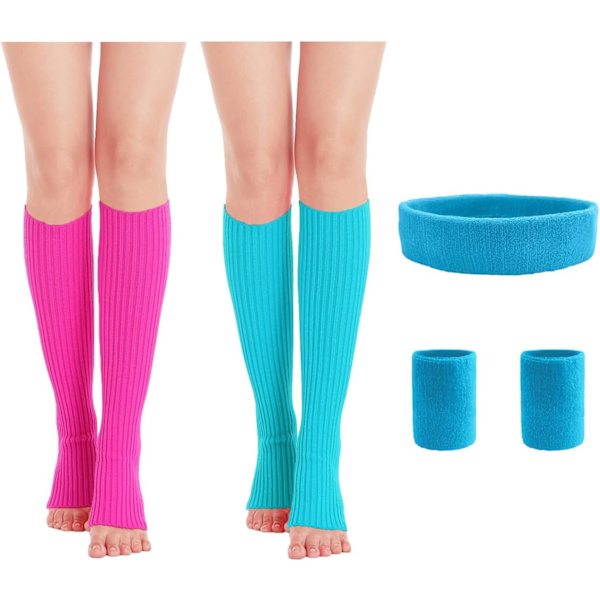 Heta rosa 80-tals benvärmare + sjöblå aerobics-träningspass
