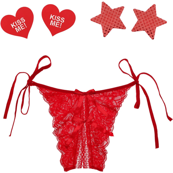 ly Bodas Kvinnors Variety Pack Sexiga Fräcka Trosor Underkläder Underkläder 1 Röd Spets Thon Small