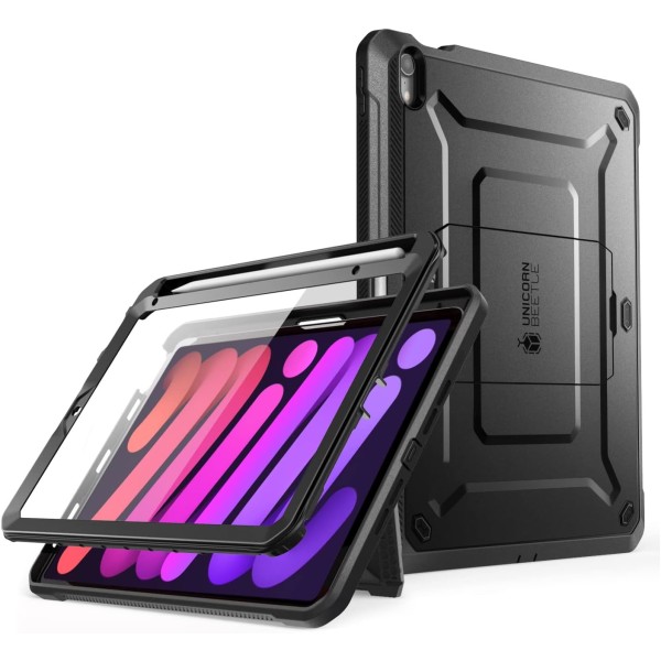 CASE Unicorn Beetle Pro Series- case för iPad Mini 6:e generationens 8,3 tum (2021), stödjer Apple Pencil-laddning med Bui Black