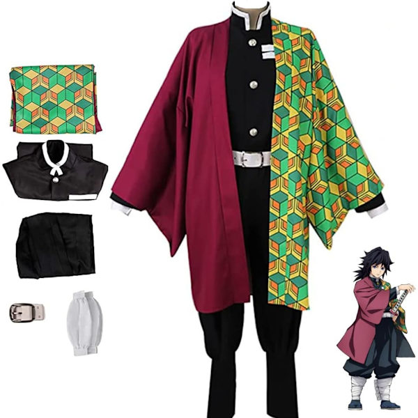 Cosplay Demon Slayer Vanquisher Komplett Anime Kostym Set Kimono Cardigan - Halloween Outfit För Unisex Vuxen Giyu Stor