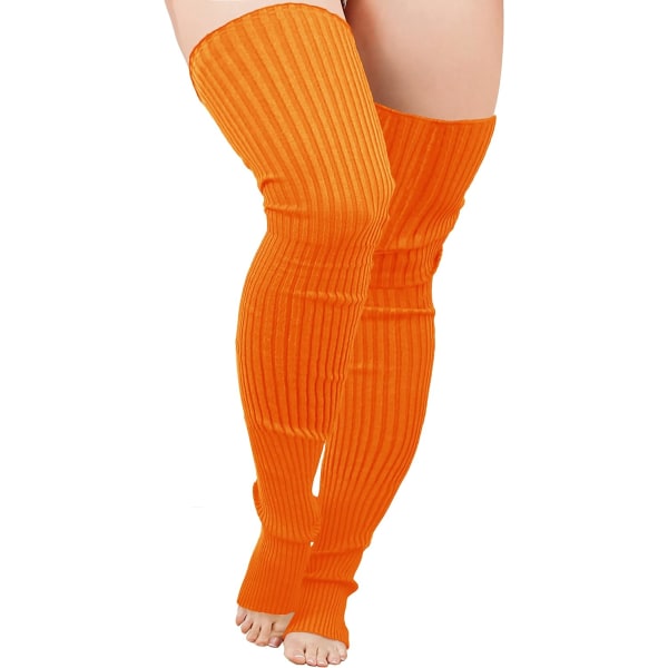 Plus Size Stickade Benvärmare Kvinnor Tjocka Lårhöga Stövlar Extra Långa Stora Strumpor Plus Size- Oran