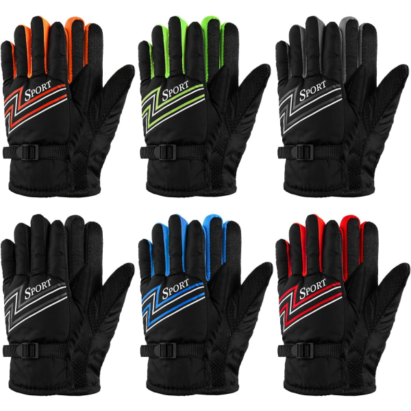 airs Barn Vinterhandskar Vattentäta Skidhandskar Snö Varma Hel Finger Snowboard Unisex Handskar för Kallt Väder Pojkar Flickor Mix Färg 7-12 År