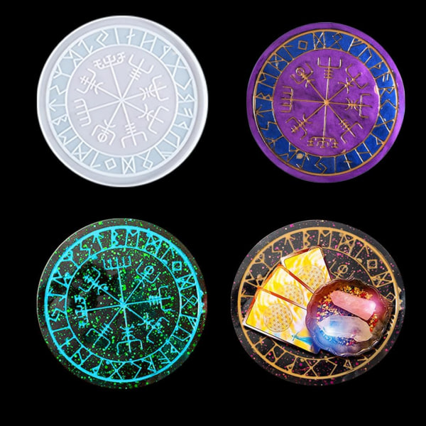 ookey Tarot Divination Mat Resin Mold Large Pendulum Board Silicone Mould Flower of Life Coaster Epoxy Resin Mold for Ca Tray Mold D