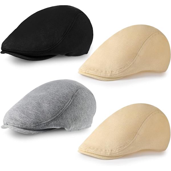 ieces Herr Flat Cap Gatsby Newsboy Hat Körning Cabbie Jakt Cap Khaki, brun 0