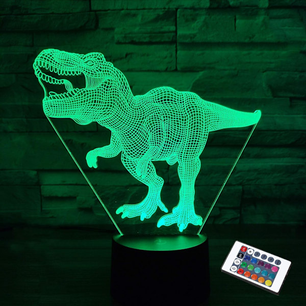 Dinosaurielampa, 3D Illusion Nattlampa Barnleksak, 16 Färger Ändrar Fjärrkontroll Optisk Sovrumsdekor Perfekta Födelsedagspresenter för Pojkar Barn