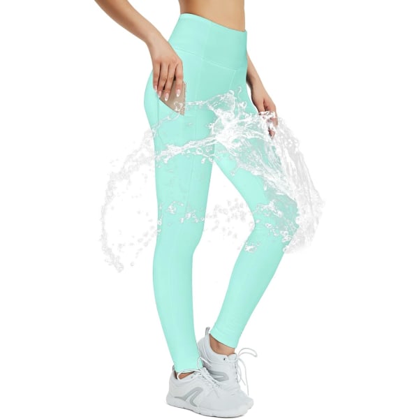 PS Fleece-fodrade leggings för kvinnor, vattentäta vintertermiska leggings för kvinnor, tjocka varmfodrade yogabyxor med fickor Auqa X-Large