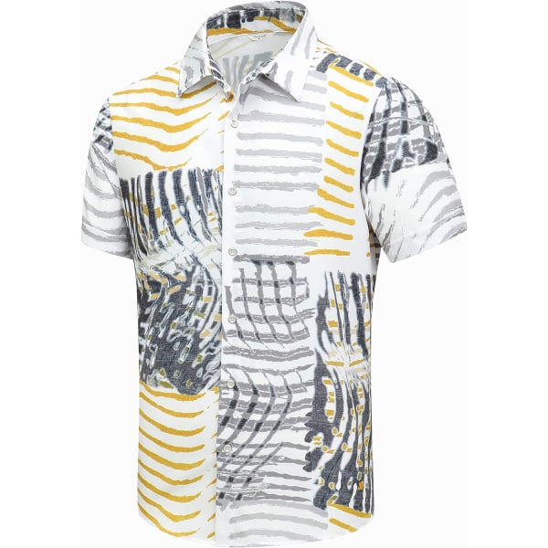 cki hawaiiansk skjorta för män, unisex sommarstrand Casual kortärmade skjortor med knappar, printed palmskugga kläder Curve Vit 3X-Large