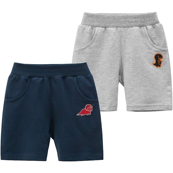 Xiang Boys Girls Summer 2 Pack Knit Sports Shorts,Toddler Baby Casual Pull-On Soft Shorts Dark Blue & Gra 7 Years