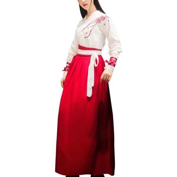 nese Qing-dynastin prinsessklänning De åtta bannrarna Manchu lång kunglig kappa klänning scenkläder 17# Vit+röd Medium