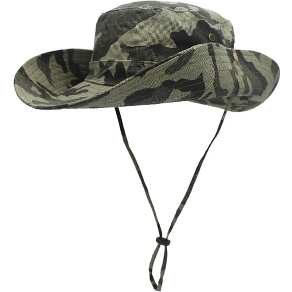 racy Herrar Camouflage UPF50+ Solhatt Bred Brätte UV-skydd Safarihatt Unisex Bucket Hat