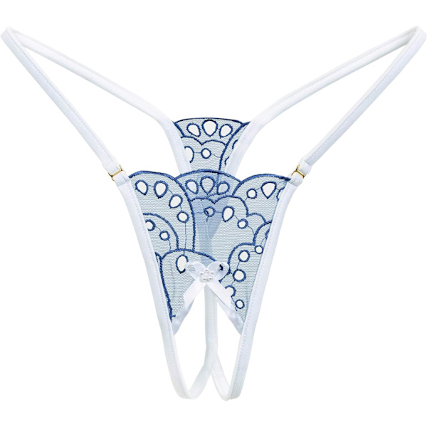 E DÉCHU Damunderkläder Sheer Lingerie hennes Se Genom G String Trosa (Blå)  Medium
