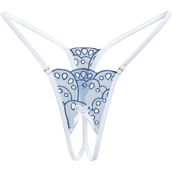 E DÉCHU Damunderkläder Sheer Lingerie hennes See Through G String Trosa (Blå)  Large