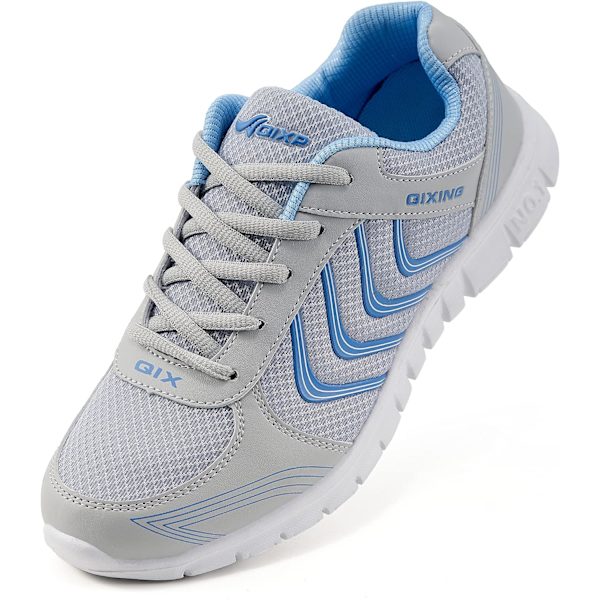 cegana Dam Breathable Mesh Tennis Athletic Lace up Fashion Walking Comfort Lightweight Running White Sneakers Sports Grey 7.5 US
