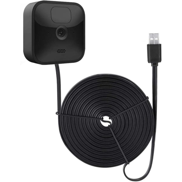 Wserstein väderbeständig power kompatibel med Blink Outdoor & Blink XT2/XT-kamera - lång och tunn 16 fot kabel (1 paket, svart)