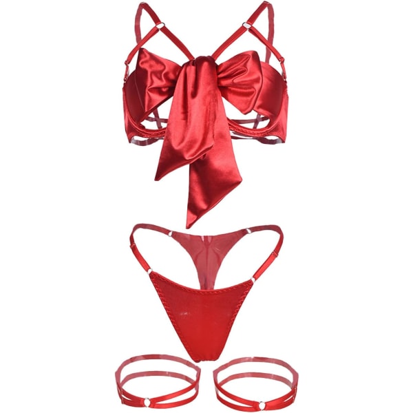 Kvinnors underkläder sexig teddy one-piece spets babydoll nät babydoll body nattlinne Q00932j-röd medium