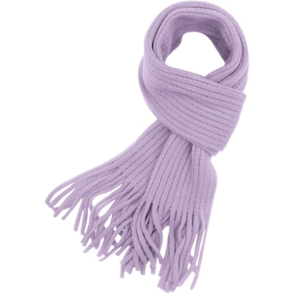 y Barn Stickad Vinterhalsduk Tassel Mjuk Varm Hals Varm Wrap för Pojkar Flickor Lila
