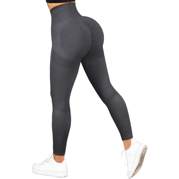 Kvinnors Scrunch Stretch Butt Lifting Leggings Sömlösa Högmidjade Squat Proof Workout Yoga Byxor #3 Grå Medium