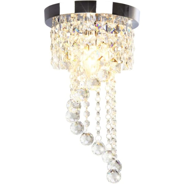 Spars House Flush Mount 1-Light Crystal Chandelier Silver Pendel Light