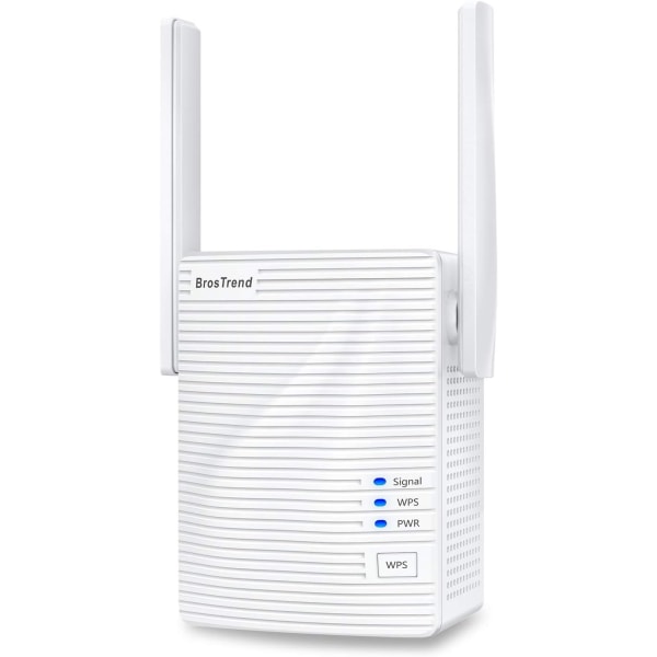 BsTrend WiFi-räckviddsförlängare 1200 Mbps signalförstärkare repeater, täcker upp till 1500 kvm i ditt hus och 25 enheter, utöka 2,4 GHz och 5 GHz WiFi, enkelt